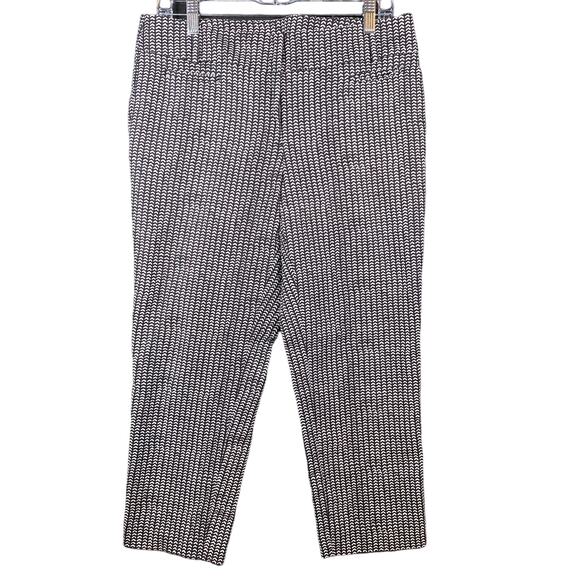 Ann Taylor LOFT Womens Pants Black White Geometric Marisa Cropped Stretch 8 - Picture 1 of 13